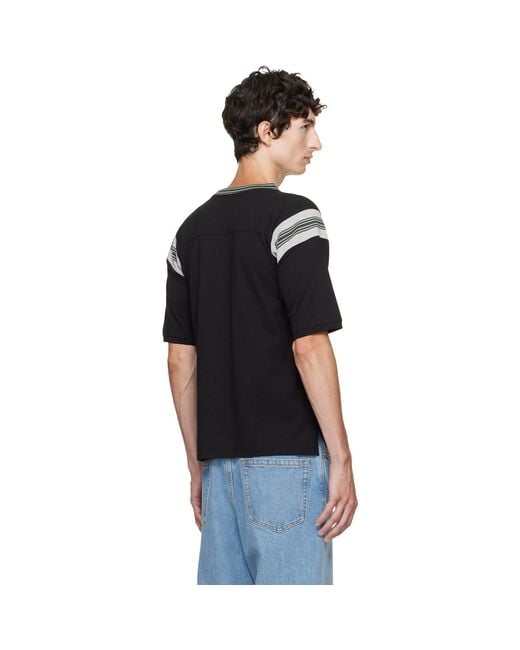Dries Van Noten Black Striped T-Shirt for men