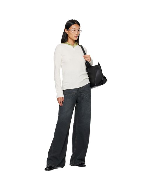 MM6 by Maison Margiela White Off- & Layered Neckline Pullover Sweater