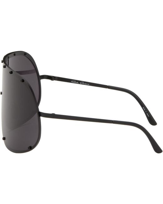 Rick Owens Black Temple Shield Sunglasses