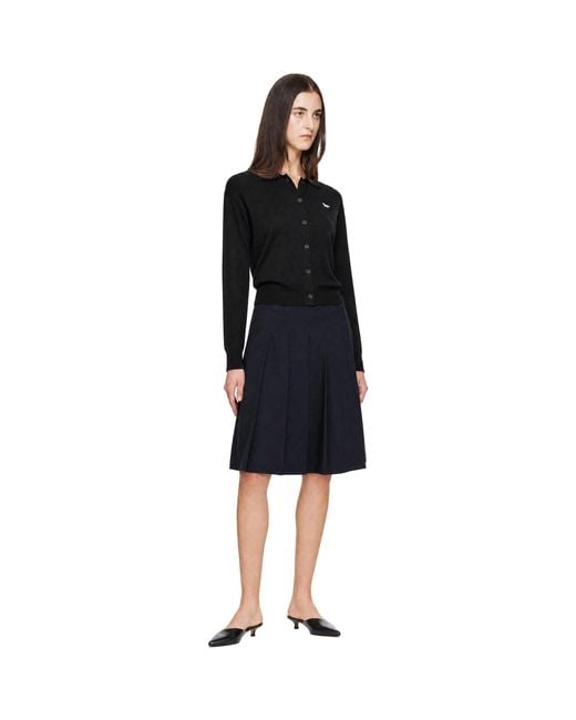 Maison Kitsuné Black Profile Fox Merino Relaxed Polo Cardigan