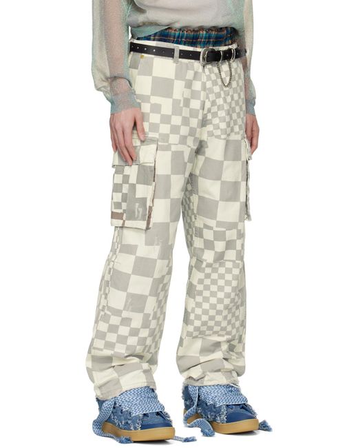 ERL White Printed Cargo Pants for men