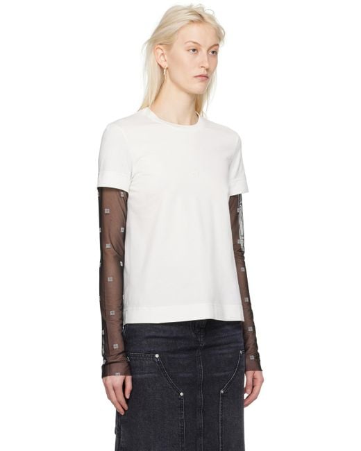 Givenchy White & Black Layered Long Sleeve T-shirt