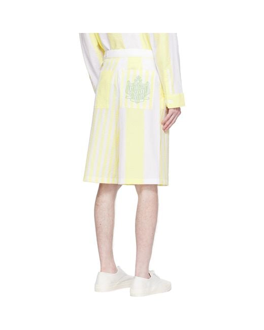 Maison Kitsuné Natural White & Yellow Hotel Olympia Edition Poolside Shorts for men