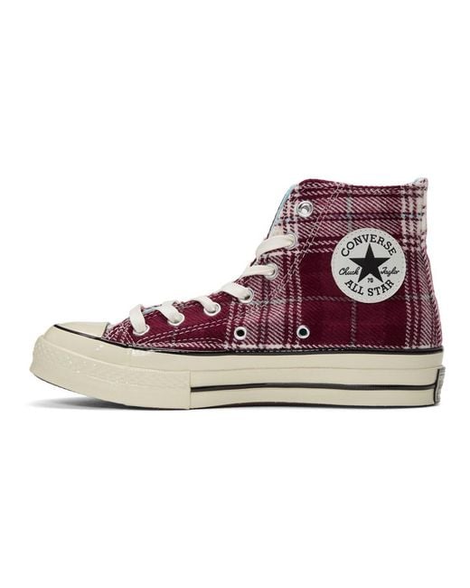Converse Burgundy Plaid Chuck 70 High Sneakers for Men Lyst