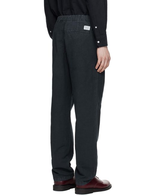 Norse Projects Black Ezra Relaxed Cotton Linen Trousers for men