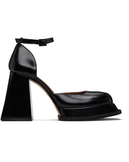 ShuShu/Tong Black Round Toe Strap High Heels