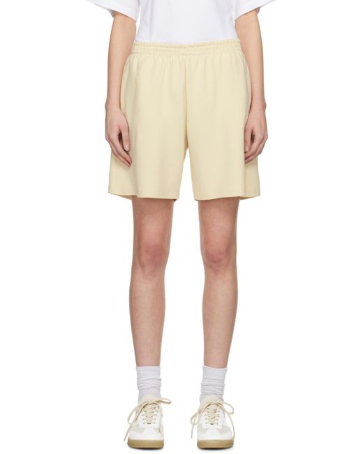 MM6 by Maison Martin Margiela Natural Yellow Embroidered Shorts