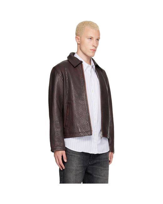 sunflower Brown Burgundy Short Leather Jacket for men