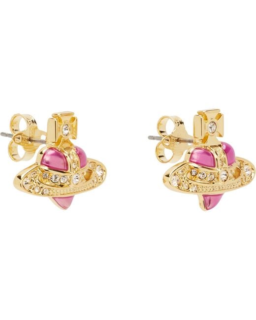 Vivienne Westwood Black New Diamante Heart Earrings