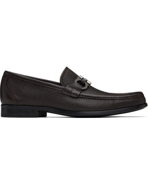 Ferragamo Black Gancini Ornament Loafers for men