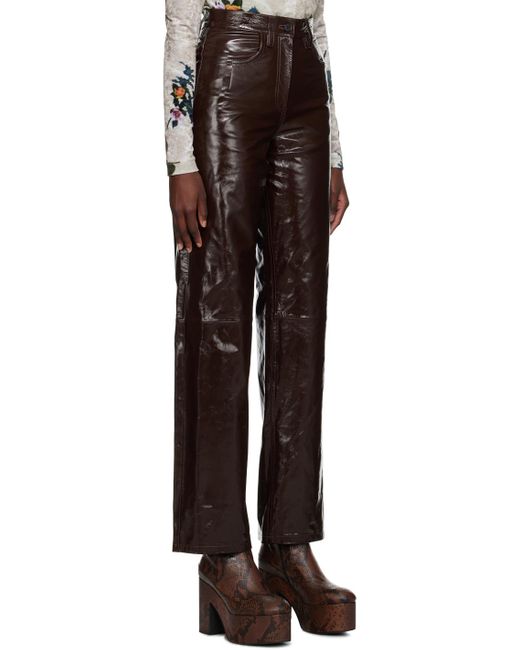 Dries Van Noten Black Brown Five-pocket Leather Pants