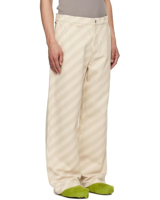 メンズ Marni ベージュ ストライプ ハイウエストジーンズ Natural