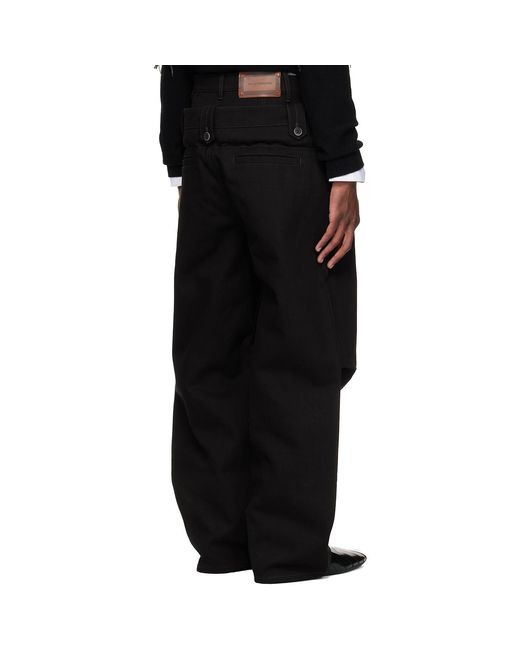 ANDERSSON BELL Black Double Waistband Wide-Leg Trousers for men