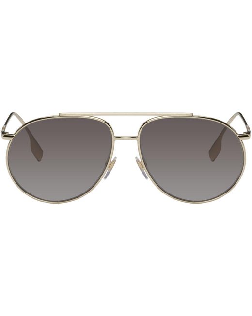 Burberry Black Oversize Icon Stripe Pilot Sunglasses for men