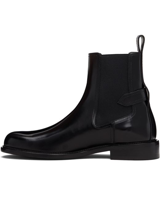 Versace Black V Leather Chelsea Boots for men