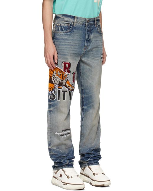 Amiri Indigo Varsity Tiger Jeans in Blue for Men | Lyst Australia