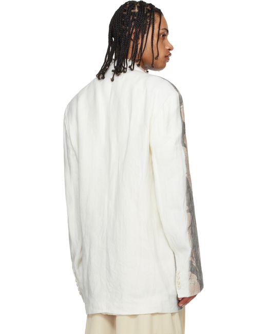 メンズ Dries Van Noten グレー＆ホワイト ハンドペイント テーラードジャケット Black