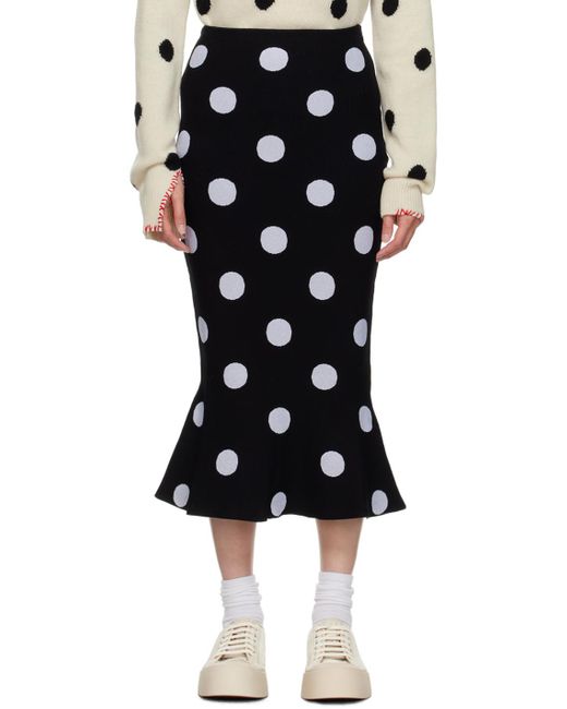 Marni Black Polka Dot Midi Skirt