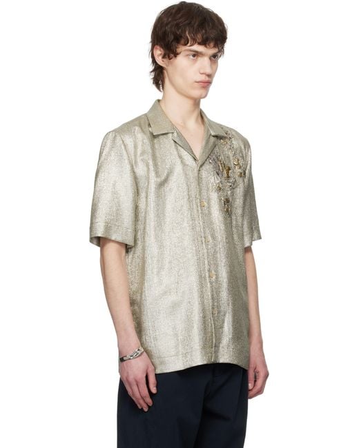 メンズ Dries Van Noten シルバー アップリケ シャツ Black