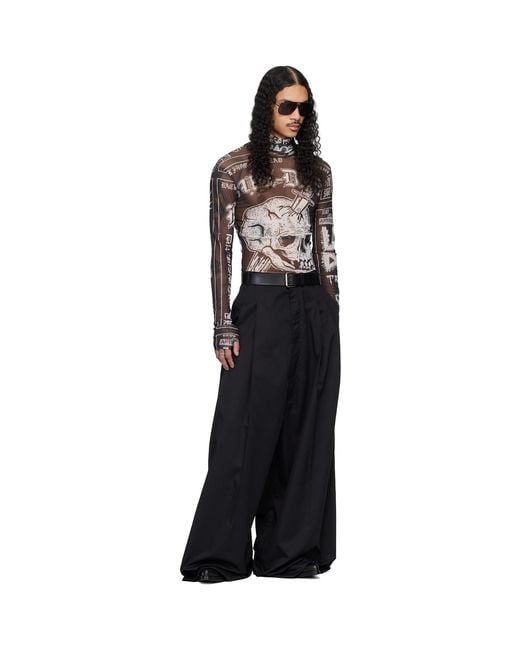 Lu'u Dan Black Masked Mesh Top for men