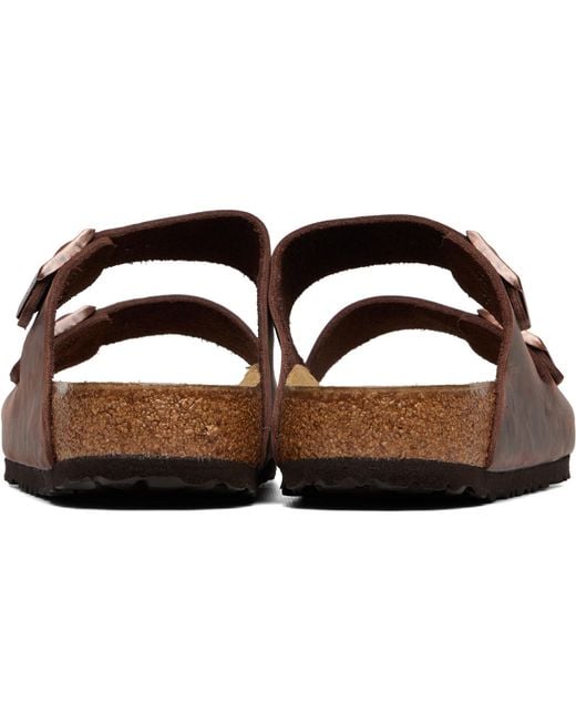 Birkenstock Brown Regular Arizona Oiled Leather Sandals for men