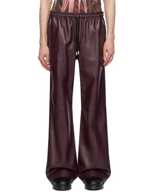 J.W. Anderson Red Drawstring Leather Pants for men