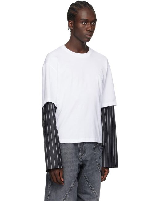 J.W. Anderson White Layered Long Sleeve T-shirt for men