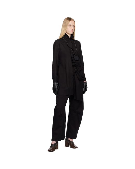 Y's Yohji Yamamoto Black Cotton Lawn Frill Shirt