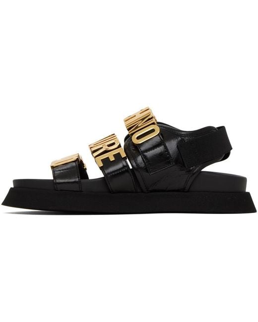 Moschino Black Calfskin Couture Milano Sandals