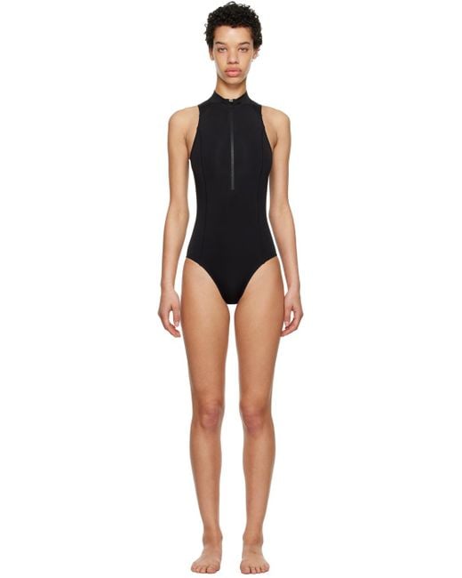 Y-3 Black Zip One-piece Swimsuit