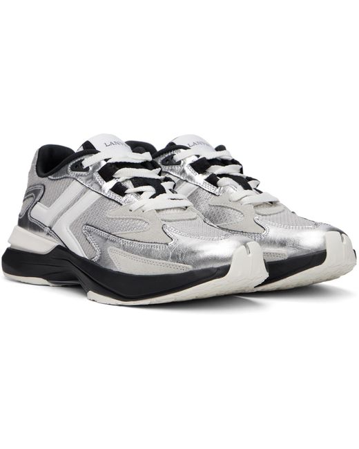 Lanvin Gray Jla Crushed Metal Sneakers for men