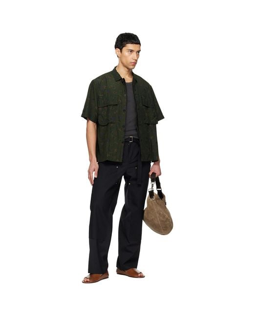 Sacai Black Khaki Overdyed Floral Print Shirt for men