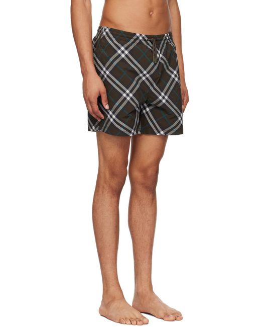 Burberry Black Check Swim Shorts for men