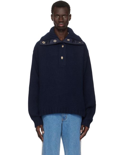 Wales Bonner Blue Celeste Knit Sweater for men