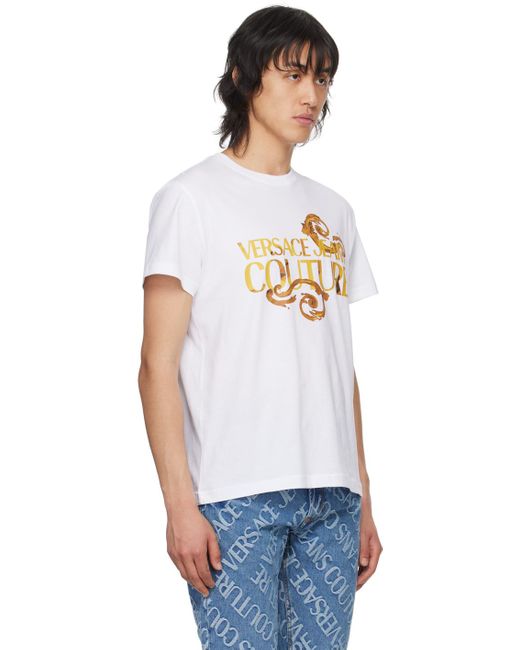 Versace White Watercolor Couture T-shirt for men