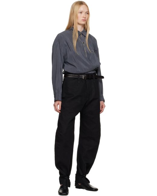 Lemaire グレー Straight Collar Twisted シャツ Black