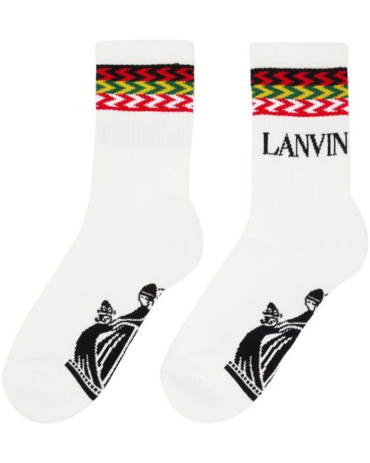 Lanvin Black White Curb Socks for men