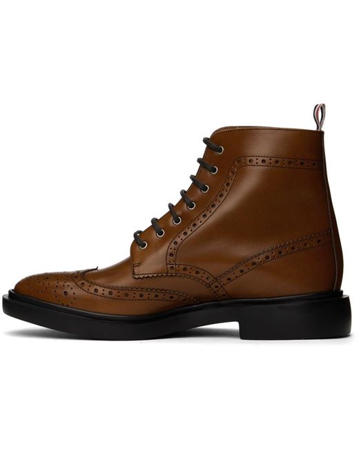 Thom Browne Brown Classic Wingtip Brogue Boots for men