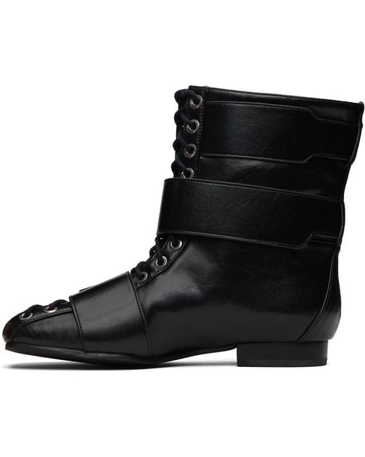 Ganni Black Eyelets Lace Up Boots