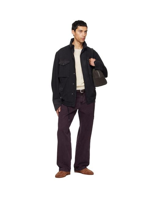 TONYWACK Black Garment Dyed Cotton Field Jacket for men
