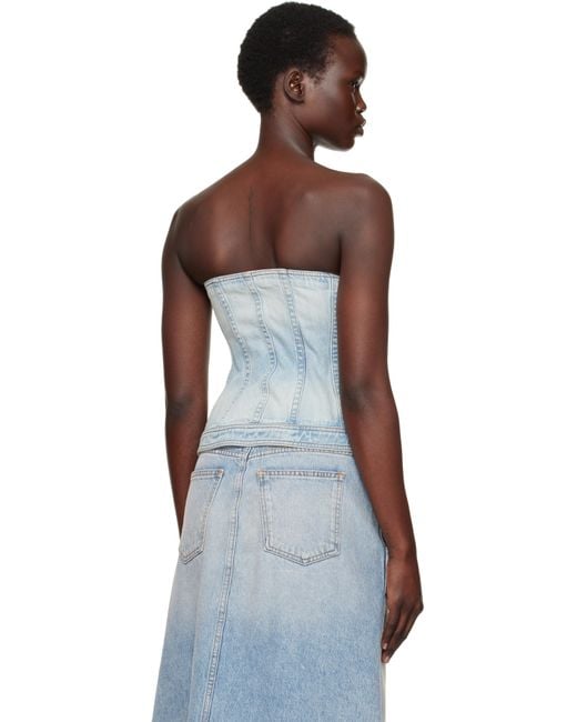 Balmain Multicolor Buttoned Denim Corset Top