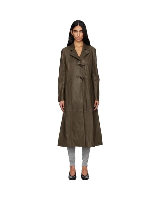 Paloma Wool Black Khaki Nolan Leather Coat