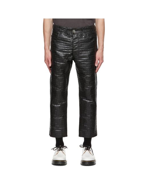 Song For The Mute Black Matelassé Faux-Leather Pants for men