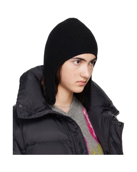MM6 by Maison Margiela Black Ribbed Aviator Beanie