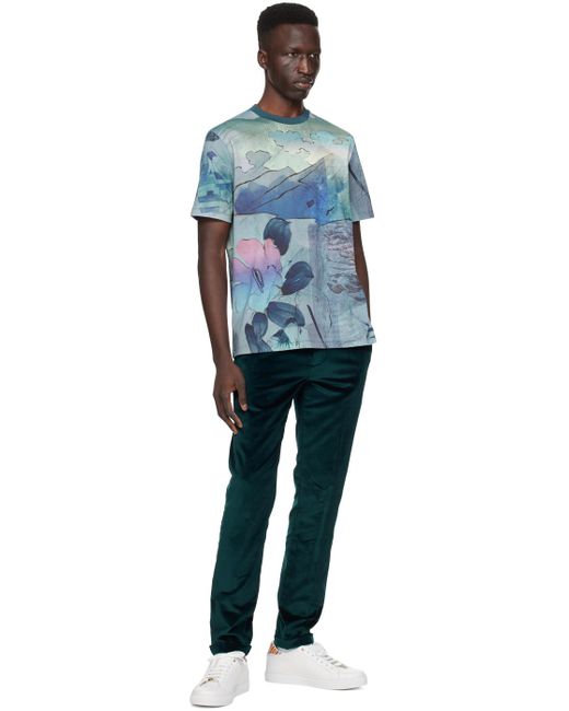 Paul Smith Blue Printed T-shirt for men