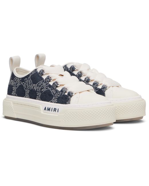 Baskets De Court Basses Bleu Marine Et Blanc En Denim À Quadrigrammes Amiri en coloris Blue