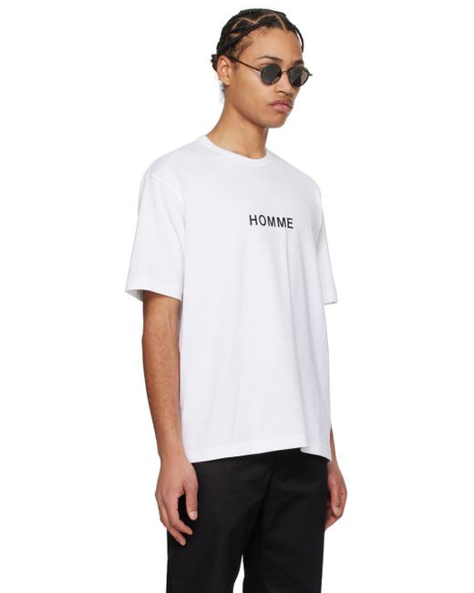 メンズ Comme des Garçons ホワイト ロゴプリント Tシャツ White