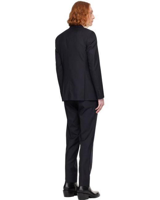 Dries Van Noten Black Navy Slim Fit Suit for men