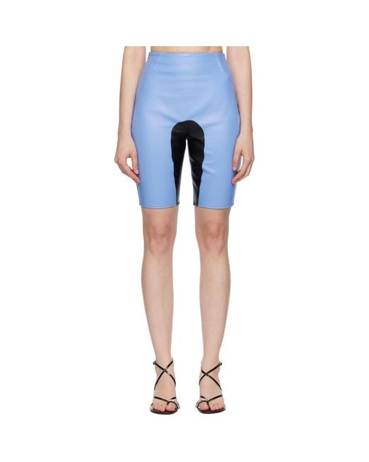 Abra Blue Wet Leather Shorts