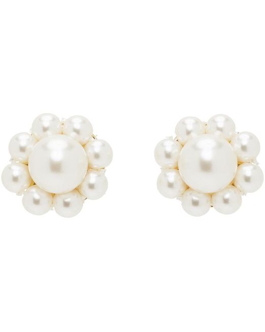 Simone Rocha Black White Mini Daisy Stud Earrings for men